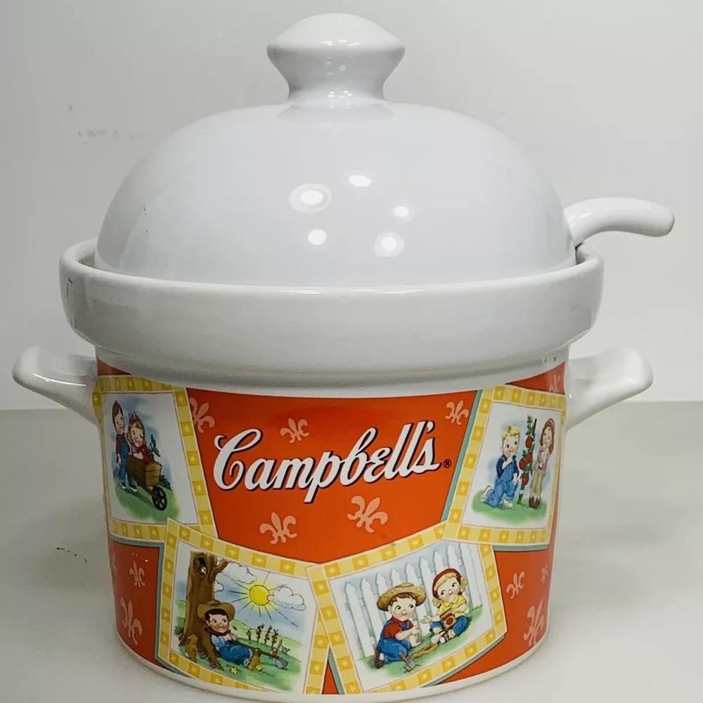 🔥🔥Campbell’s Soup Tureen/Bowl Lid and Ladle Campbell’s Kids 1 1/2 qt. 2003